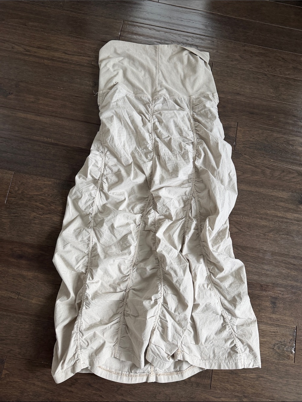 Ruched Cream Maxi Skirt